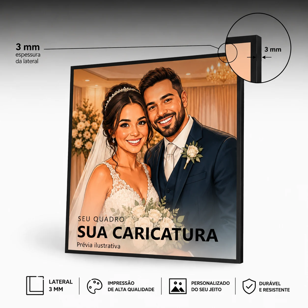 Quadro personalizado com caricatura em MDF 3 mm